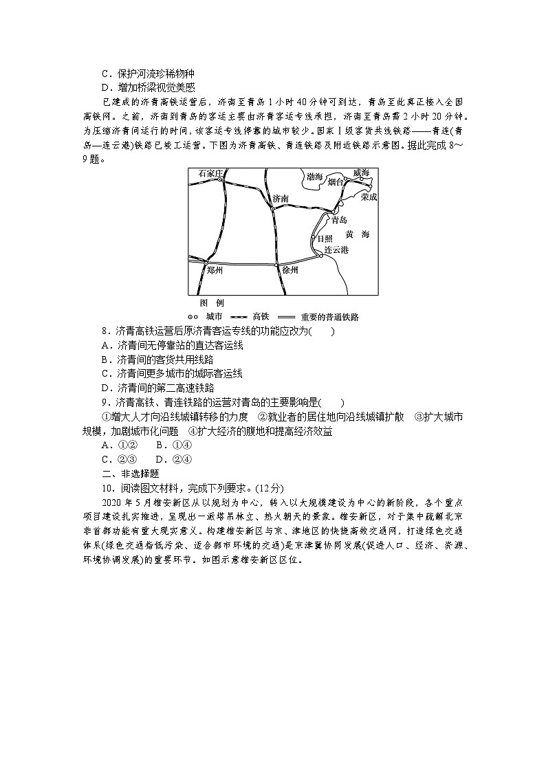 课时跟踪检测(三十二)　交通运输与区域发展03
