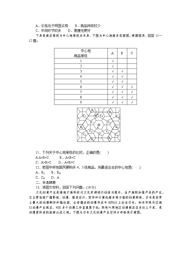 课时跟踪检测(三十一)　服务业的区位选择03