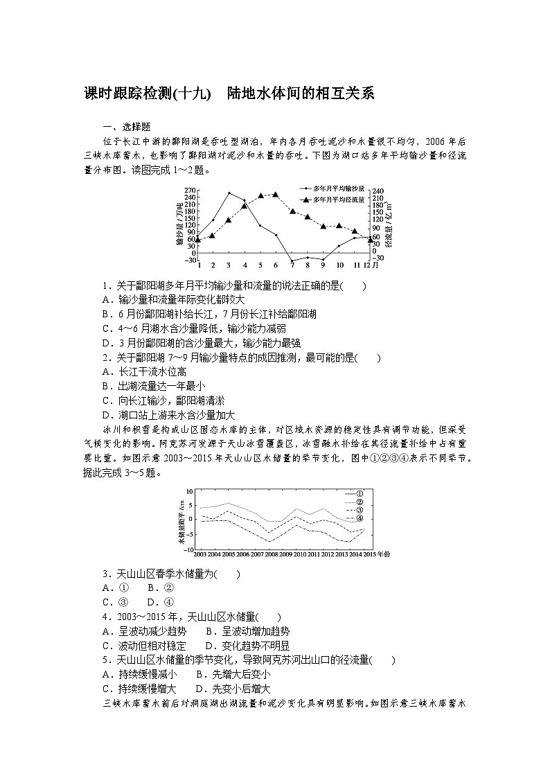 课时跟踪检测(十九)　陆地水体间的相互关系第1页