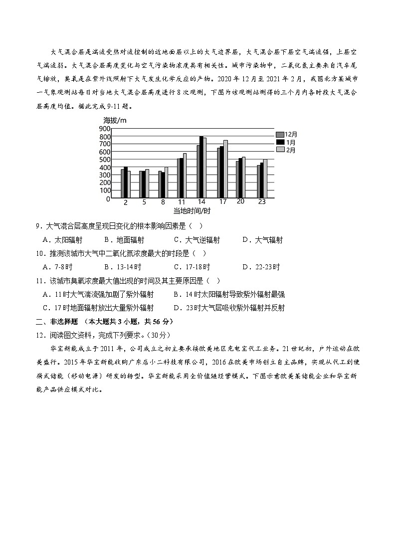 03卷【决胜高考·抢分冲刺】逐鹿2023年高考地理模拟冲刺卷（全国通用）（原卷版）03