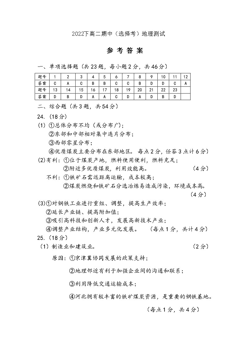 地理答案第1页