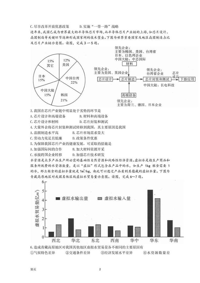 2023届河南省新未来名校高三上学期8月联考 地理 PDF版第2页