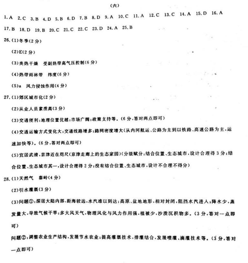 2020年湖南省普通高中学业水平合格性考试模拟信息卷六 地理 PDF版01