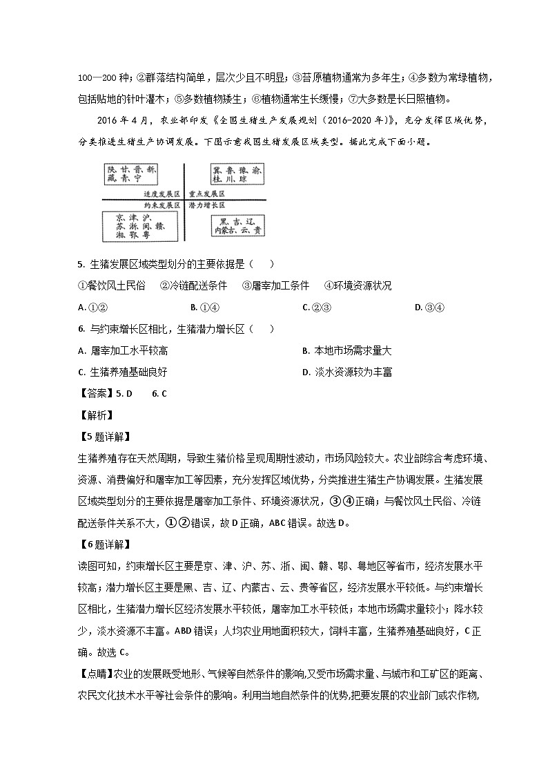 山东省潍坊市四县2023届高三地理下学期5月高考模拟试题 （Word版附解析）03