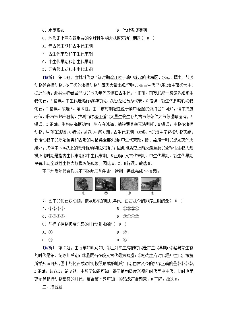 新教材2023年高中地理第1章宇宙中的地球第3节地球的历史课时作业新人教版必修第一册第2页