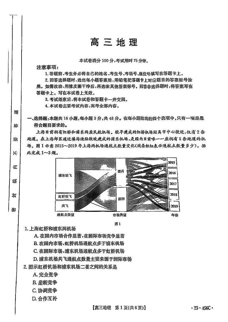 2023届广东省部分学校高三联合考试模拟预测 地理第1页