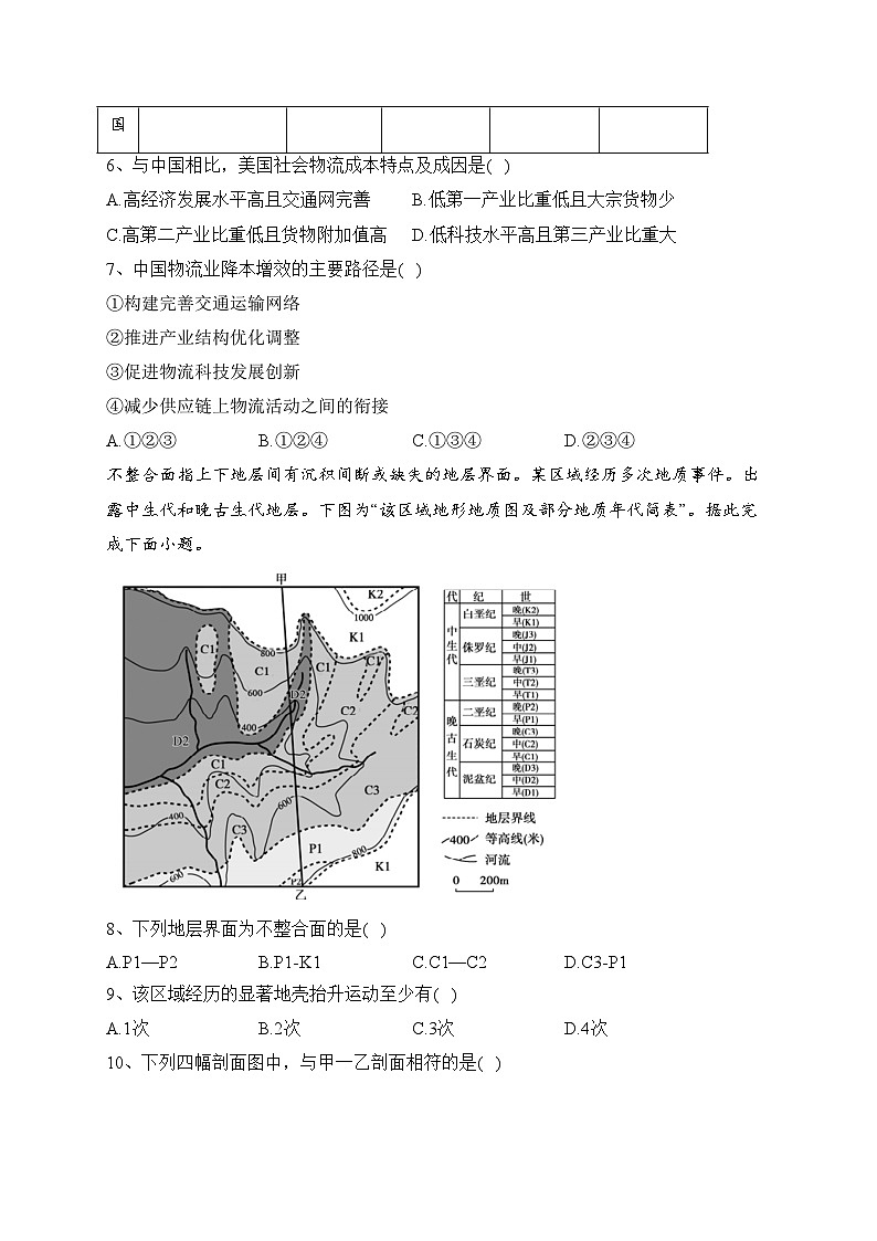 山东省德州市2023届高三三模地理试卷（含答案）03