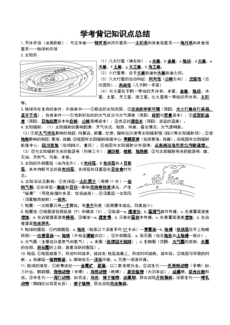 高中地理学业水平考试知识点精简总结版01