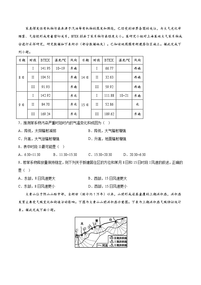 信息必刷卷04-高考地理考前信息必刷卷（云南、安徽、吉林、黑龙江、山西五省通用）（原卷版）第3页