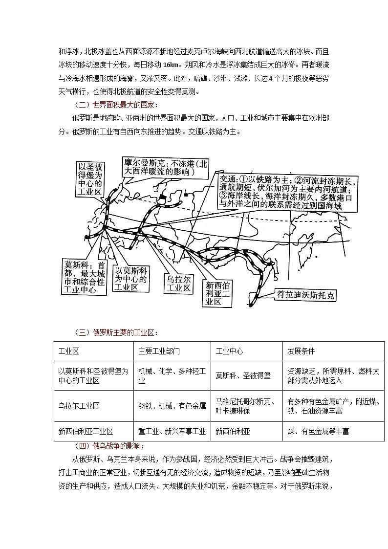 专题21 欧洲东部和北亚-备战2023年高考地理之考前押大题（浙江专用）03