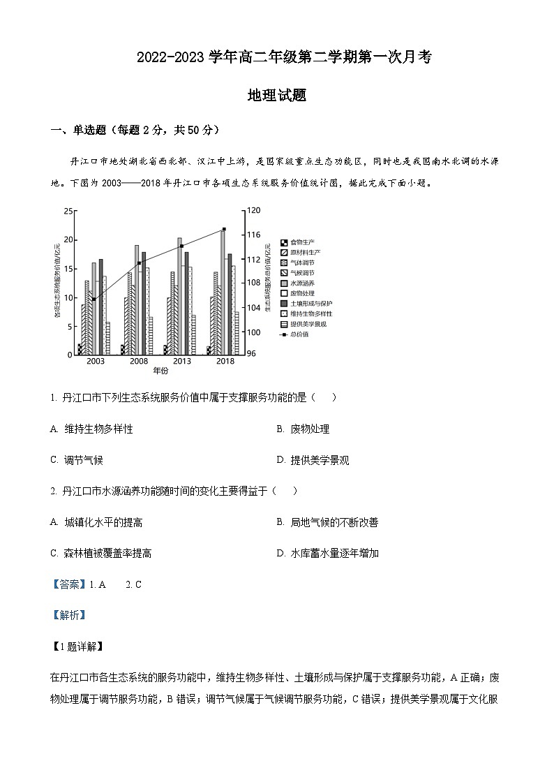 2022-2023学年山西省运城市盐湖区运城市康杰中学高二下学期3月月考地理试题含解析第1页