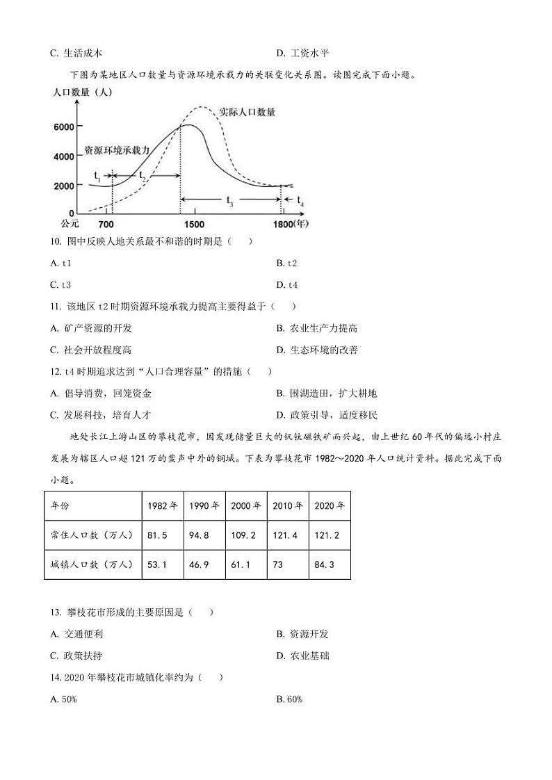 2022-2023学年江苏省常熟市高一下学期期中地理（必修）试题PDF版含答案第3页