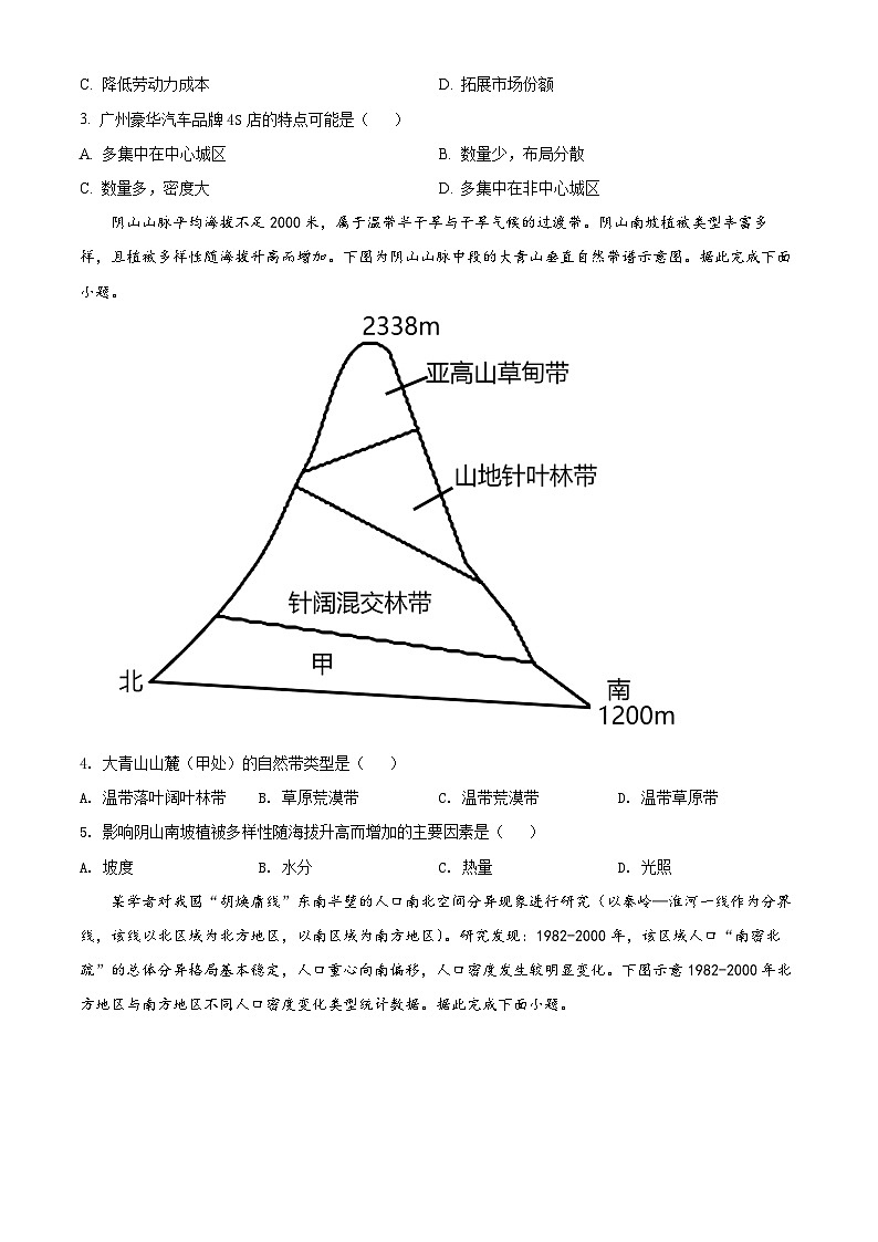 山东省淄博市2021-2022学年高二下学期期末地理试题含解析02