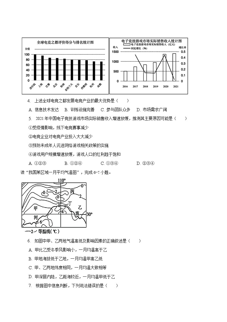 安徽省定远中学2022-2023学年高三下学期6月高考押题地理试卷及答案（A）02
