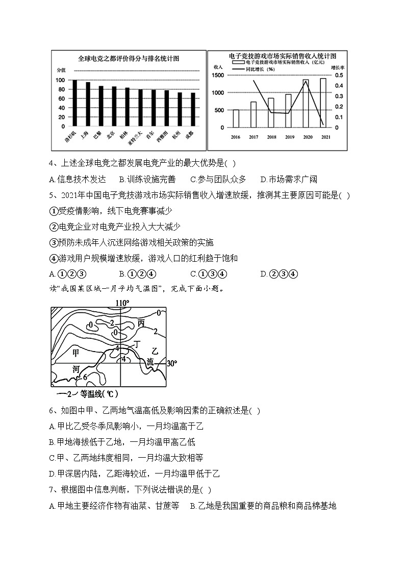 安徽省定远中学2023届高三下学期6月高考押题地理（A）试卷（含答案）第2页