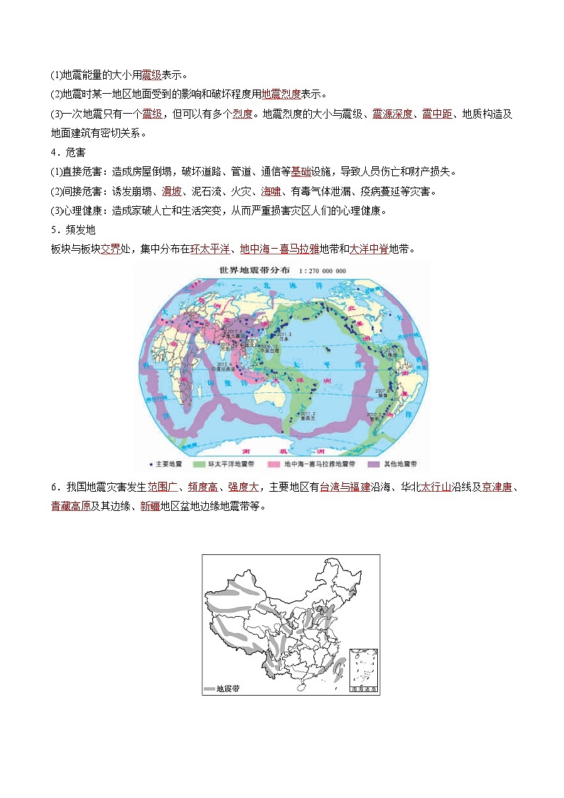 第四单元  从人地作用看自然灾害-——【期末复习】高一地理单元知识点梳理（鲁教版2019必修第一册）02