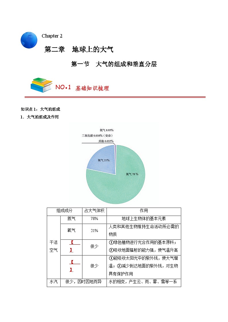 第二章 地球上的大气（挖空版）——【期末复习】高中地理全册单元知识点梳理（人教版2019必修第一册）第1页