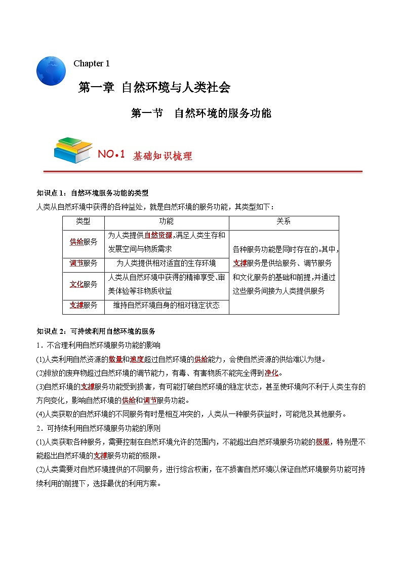 第一章 自然环境与人类社会——【期末复习】高中地理全册单元知识点梳理（人教版2019选择性必修3）01