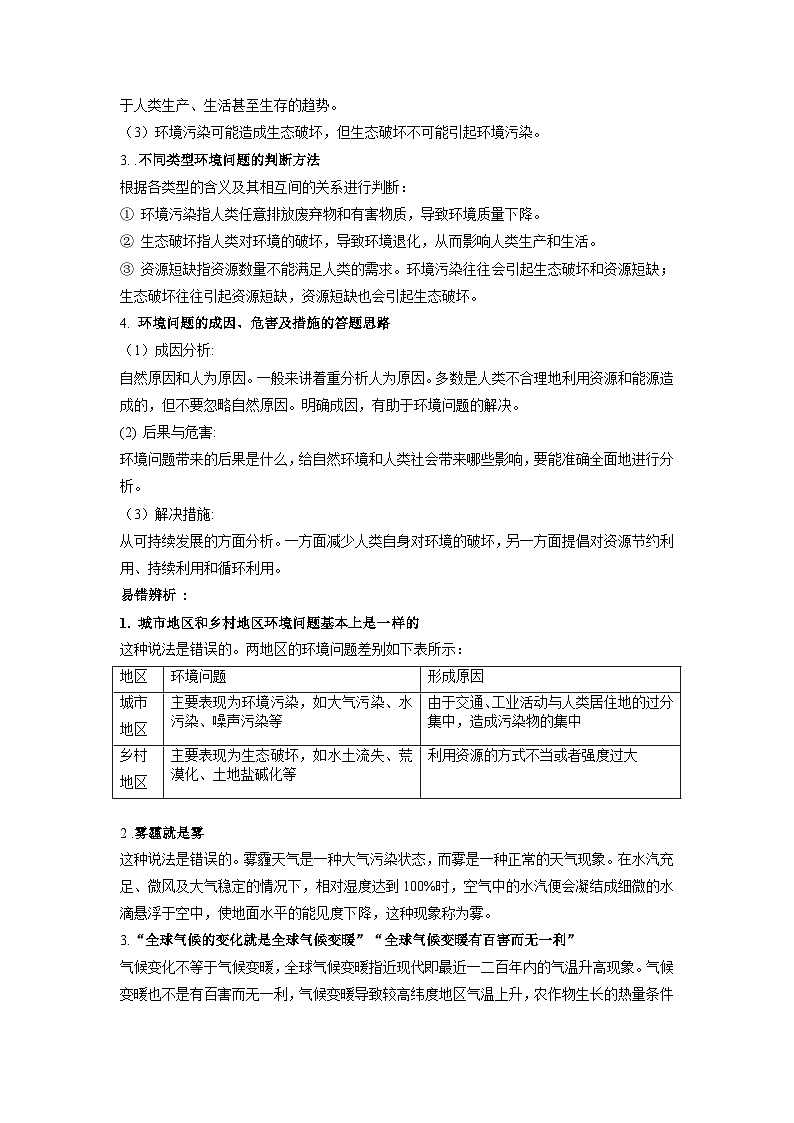 第五章 人地关系与可持续发展-——【期末复习】高一地理单元知识点梳理+训练学案（湘教版2019必修第二册）03