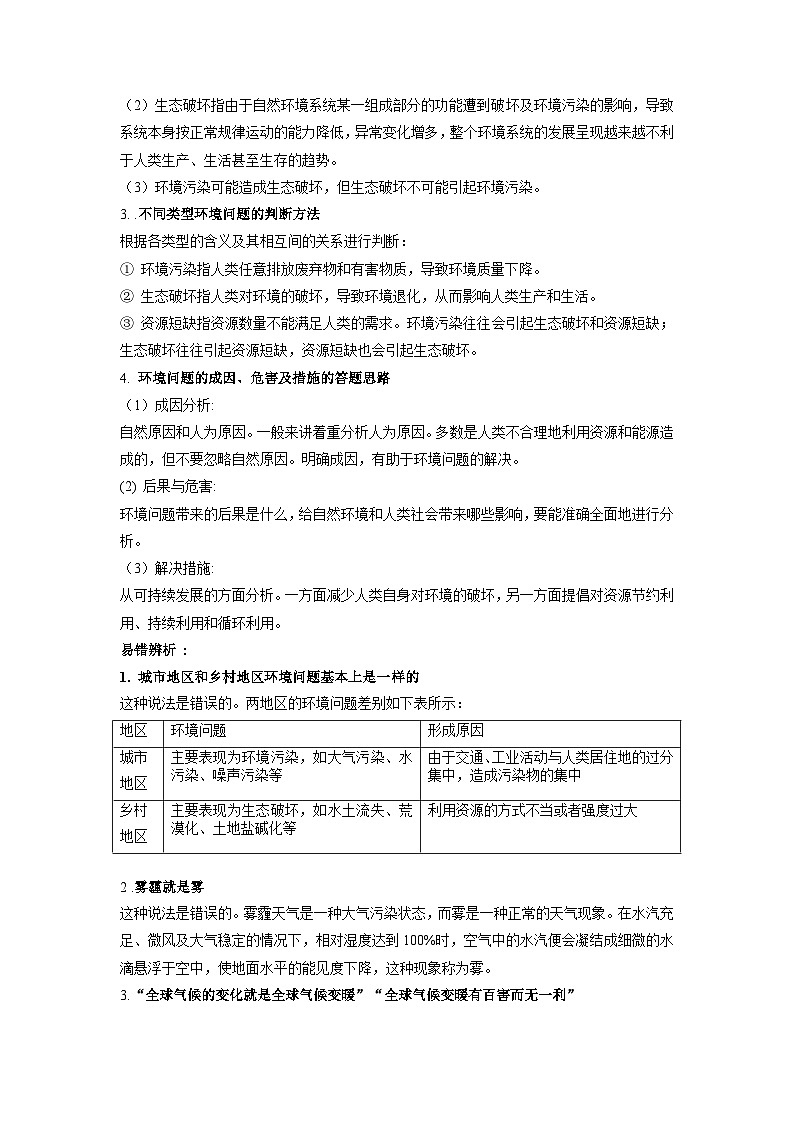 第五章 人地关系与可持续发展-——【期末复习】高一地理单元知识点梳理+训练学案（湘教版2019必修第二册）03