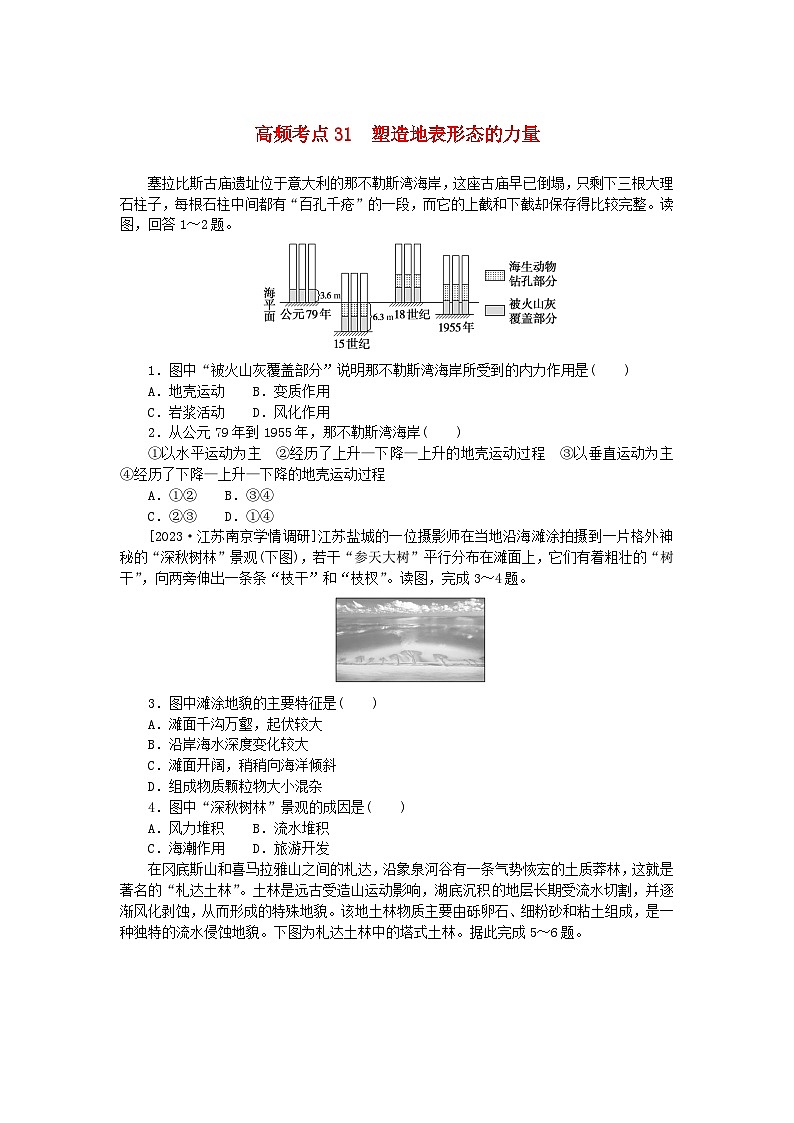2024版新教材高考地理复习特训卷高频考点31塑造地表形态的力量第1页