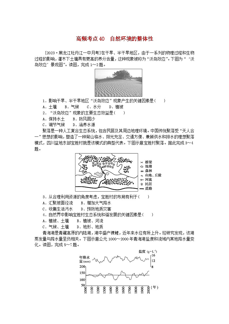 2024版新教材高考地理复习特训卷高频考点40自然环境的整体性第1页