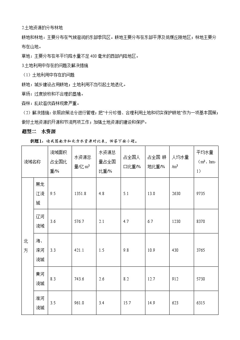 考点07  中国的自然资源——高二地理下学期期末复习考点精练学案（人教版2019）03
