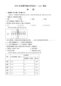 2022北京昌平临川学校高一（上）期末地理（教师版）