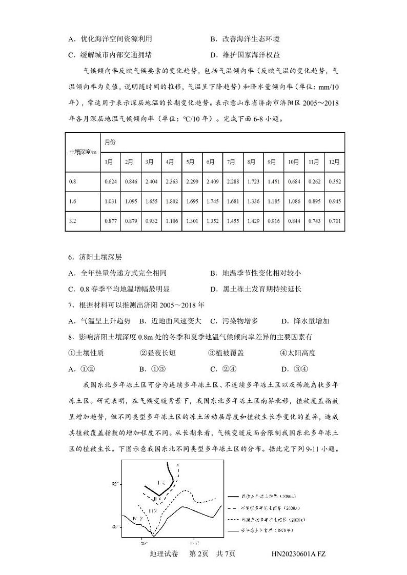 2024届湖南省多校新高三教学质量水平联合检测地理试题02