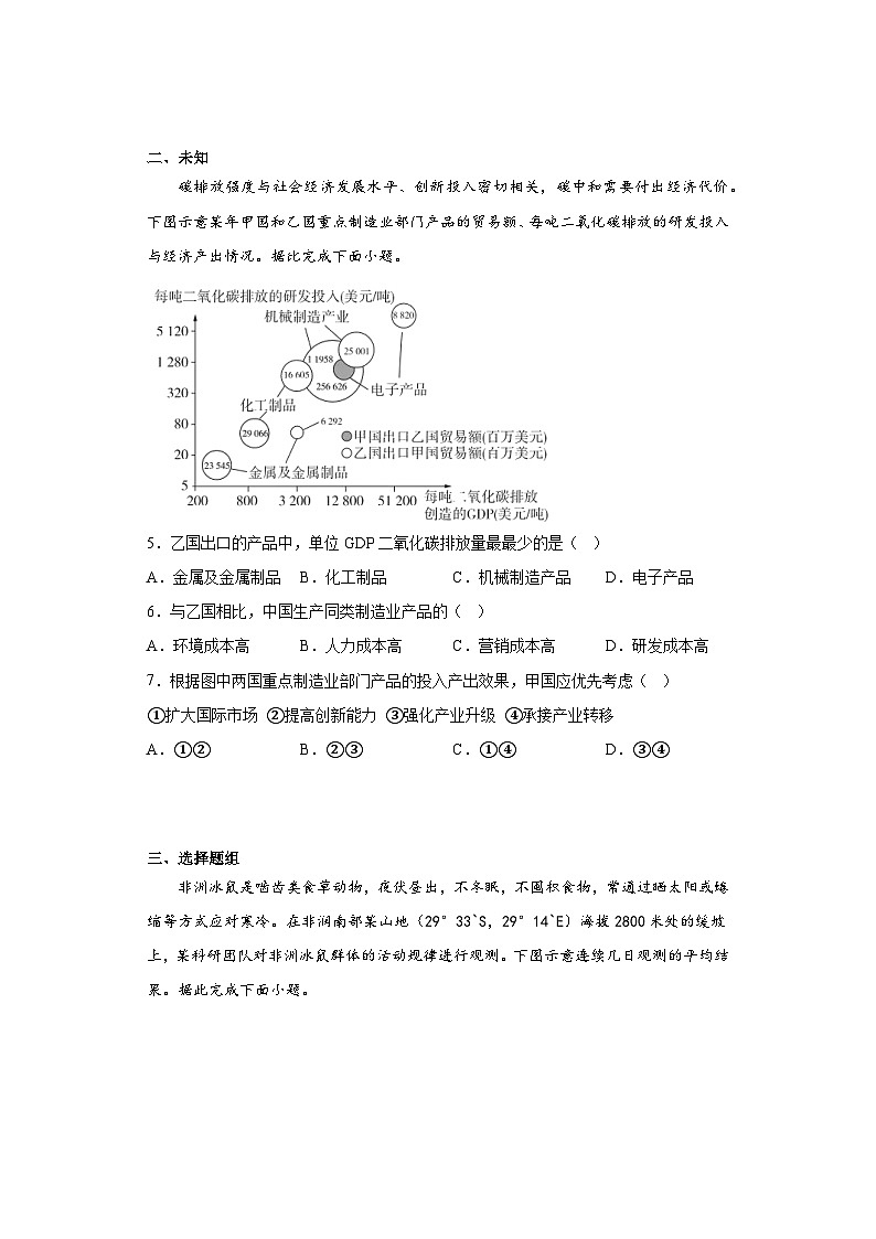 2023湖南高考地理真题（无答案）02