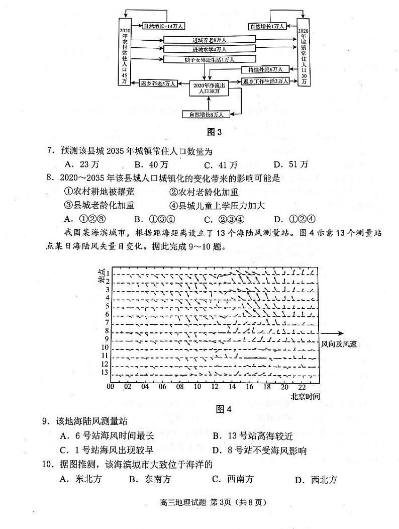 2023日照校际联合考试高三下学期三模地理试题扫描版含答案03