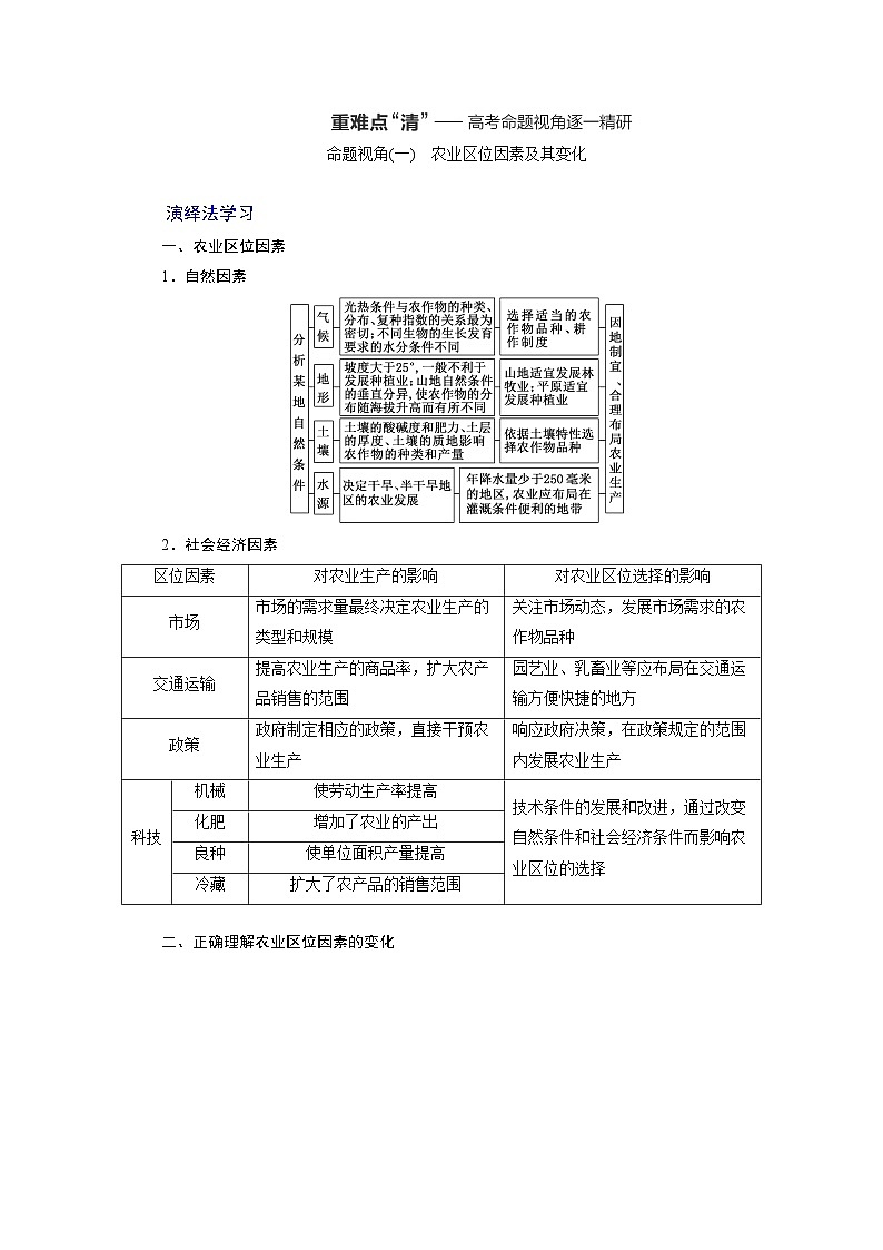 2024届高考地理一轮复习第十一章产业区位因素学案02