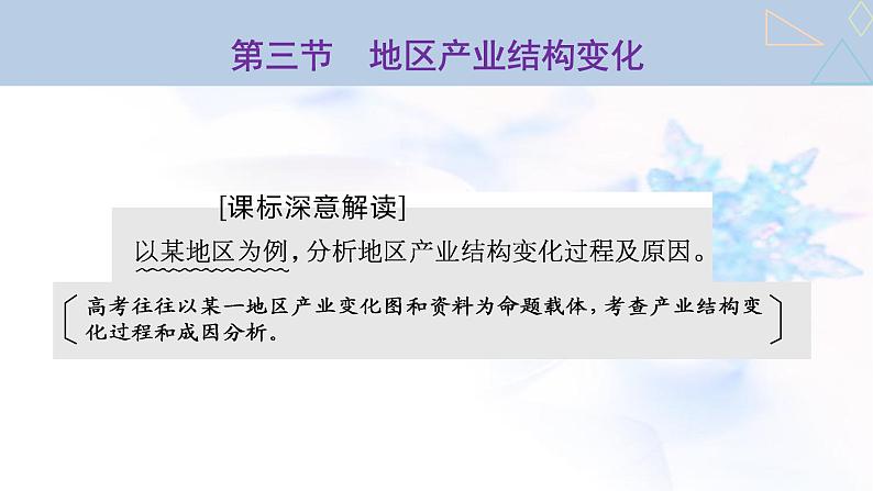 2024届高考地理一轮复习第十五章资源、环境与区域发展第三节地区产业结构变化教学课件第1页