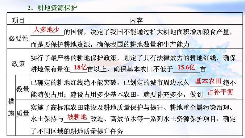 2024届高考地理一轮复习第十七章资源安全与国家安全第二节中国的耕地资源与粮食安全教学课件07