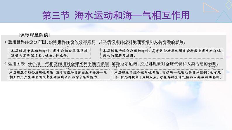 2024届高考地理一轮复习第五章地球上的水与水的运动第三节海水运动和海—气相互作用教学课件01