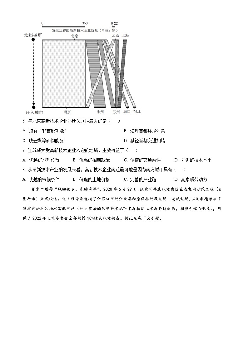 2022盐城响水中学高二下学期期末考试地理试题含解析03