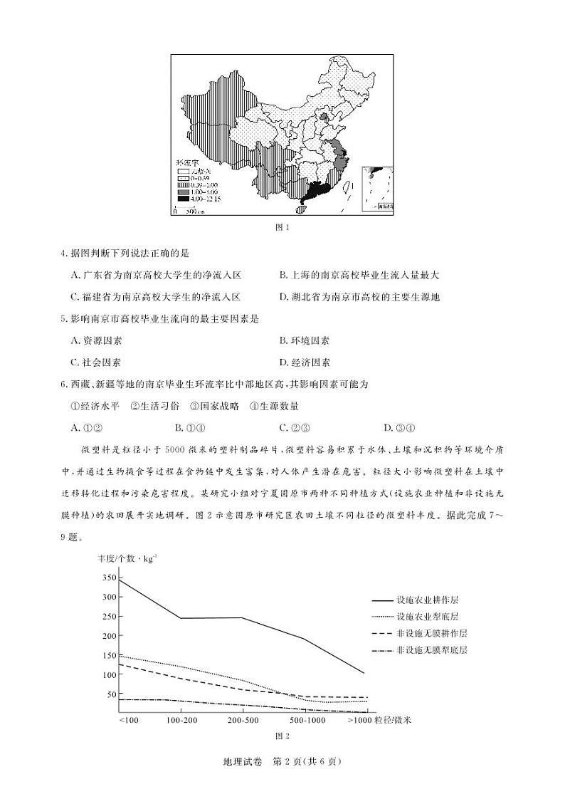 2023湖北省高中名校联盟高二下学期5月联合测评地理PDF版含解析、答题卡02