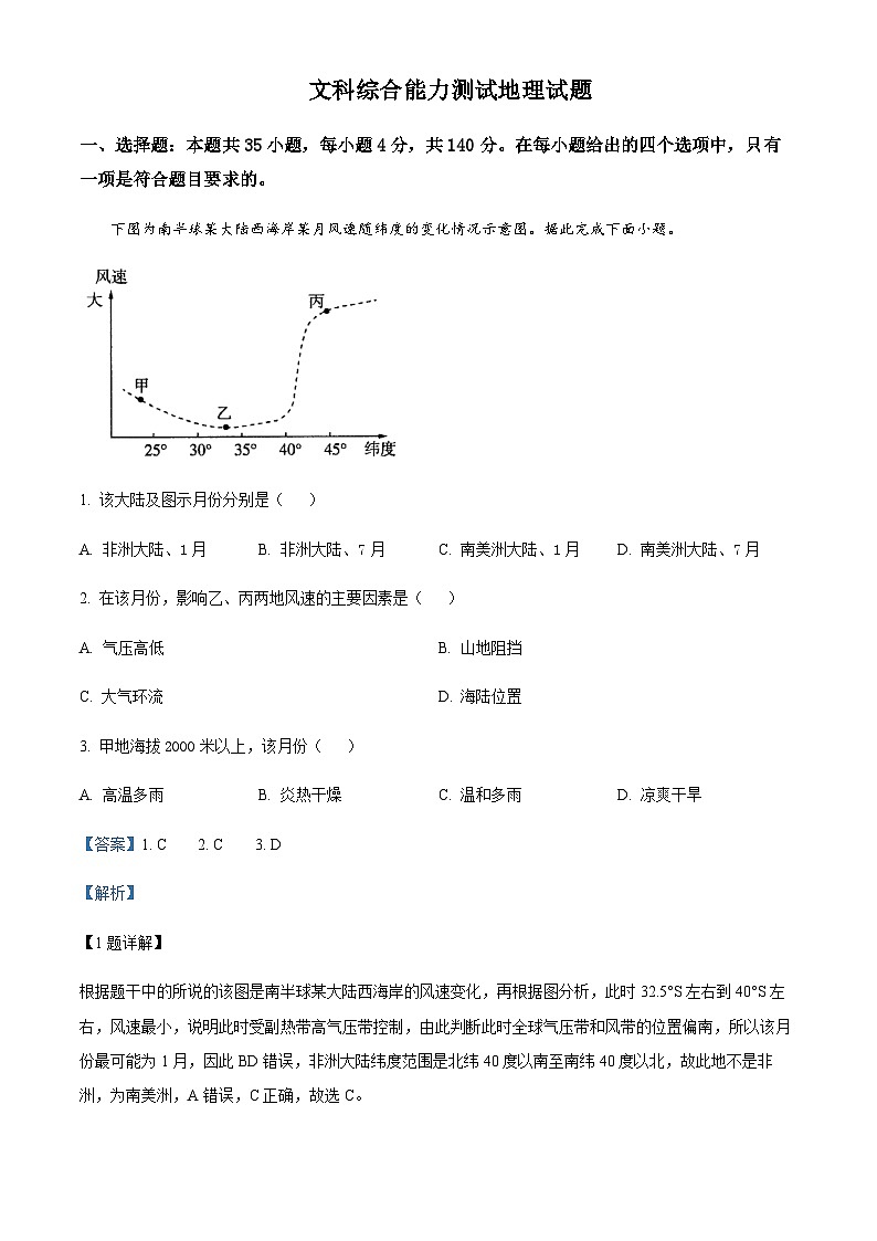 2022-2023学年吉林省通化市梅河口市第五中学高三（火箭班）二模文综地理试题含解析01