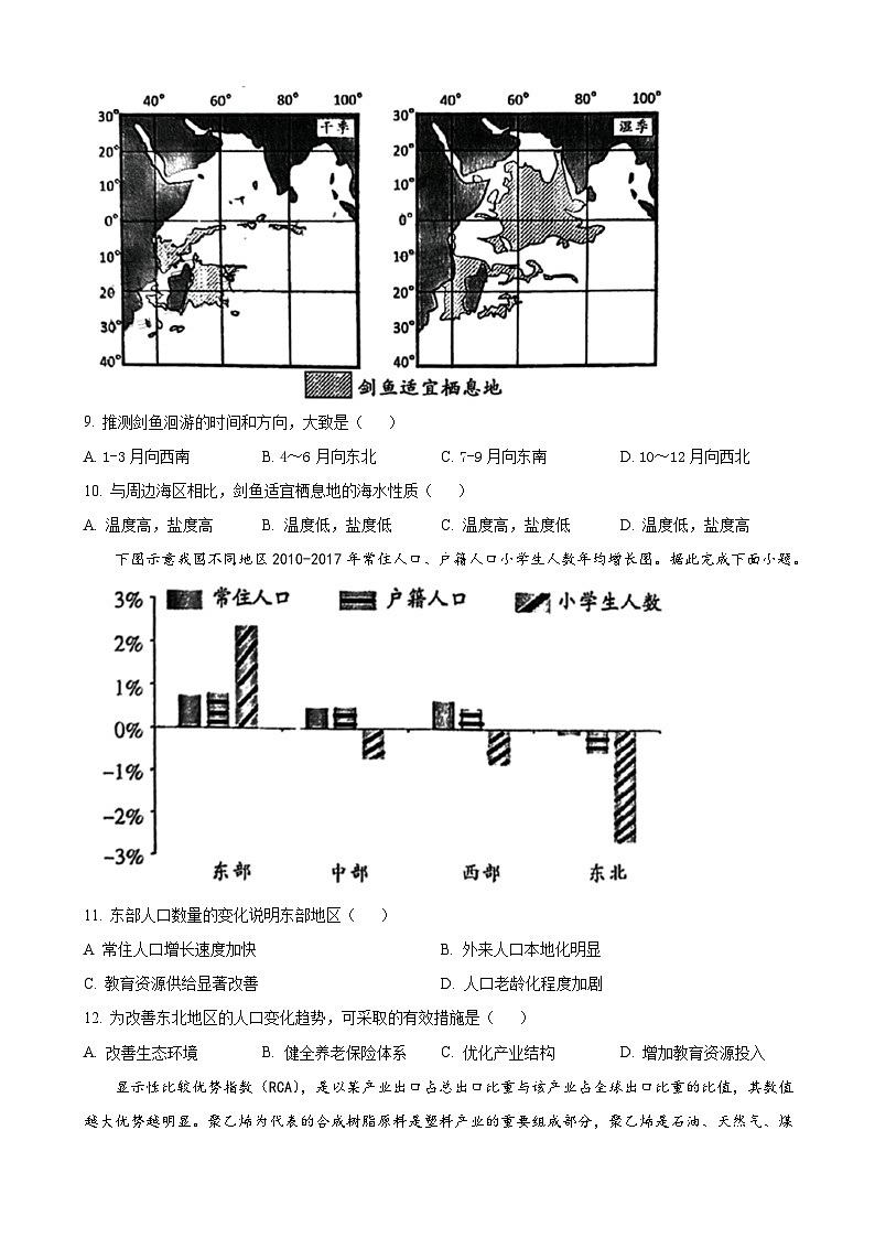 2023届广东省韶关市高三下学期综合测试（二）地理试题含解析第3页