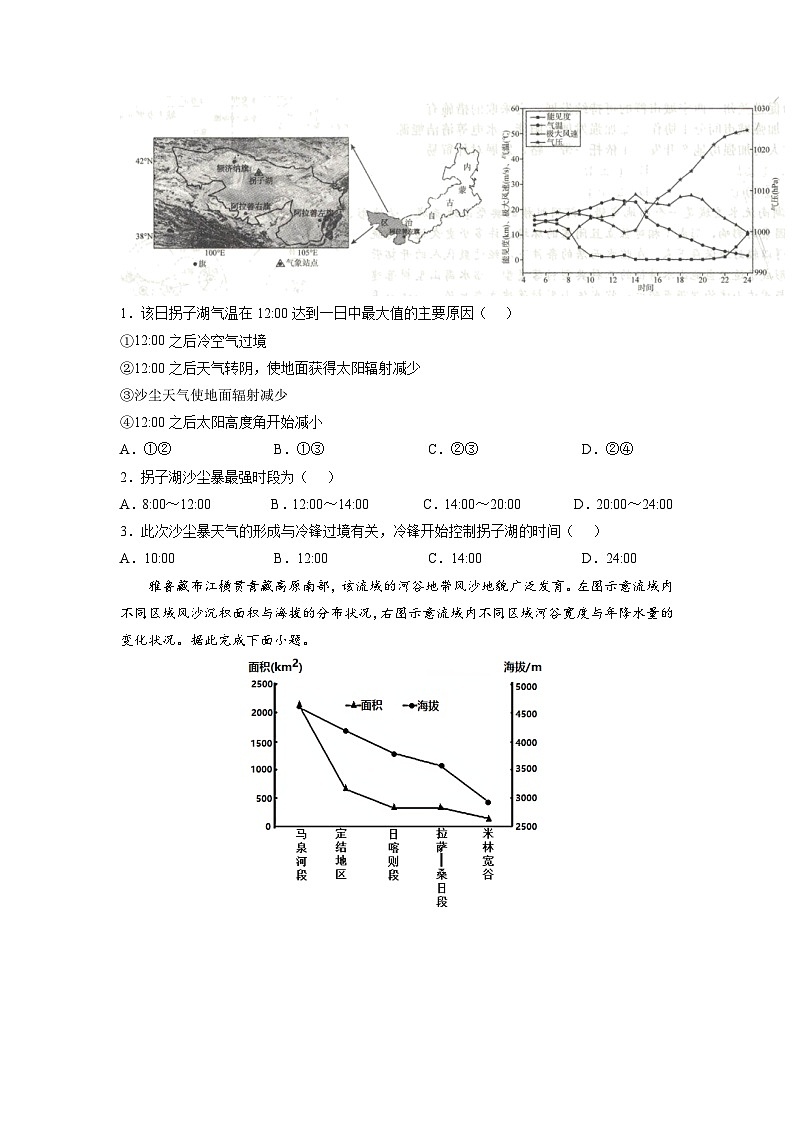 微专题16 风沙地貌-备战2022年高考地理重难点易错点微专题突破（原卷版）03