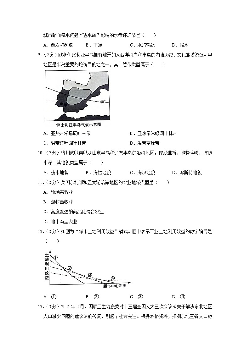 2021年上海市嘉定区高考地理二模试卷03