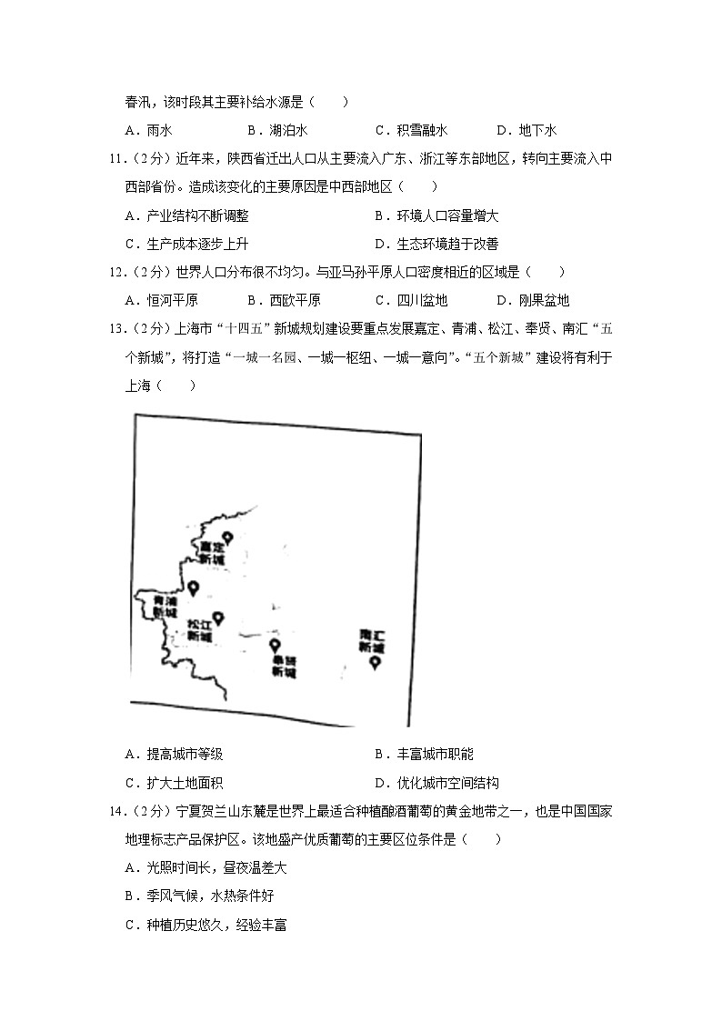 2021年上海市浦东新区高考地理二模试卷第3页