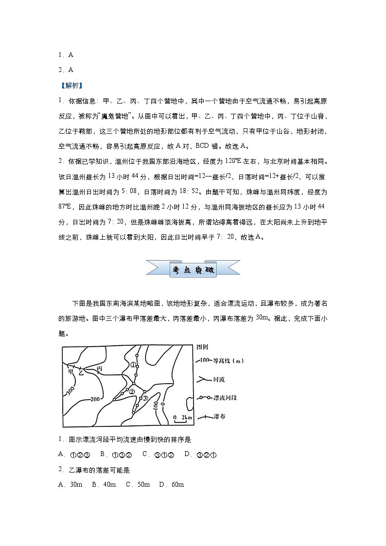 高考地理二轮复习小题必练1 等高线（含解析）02