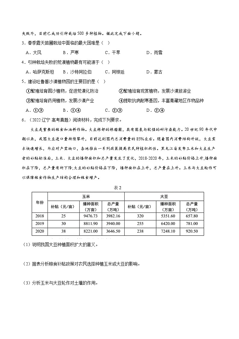秘籍13 农业-备战高考地理抢分秘籍（全国通用） 试卷02