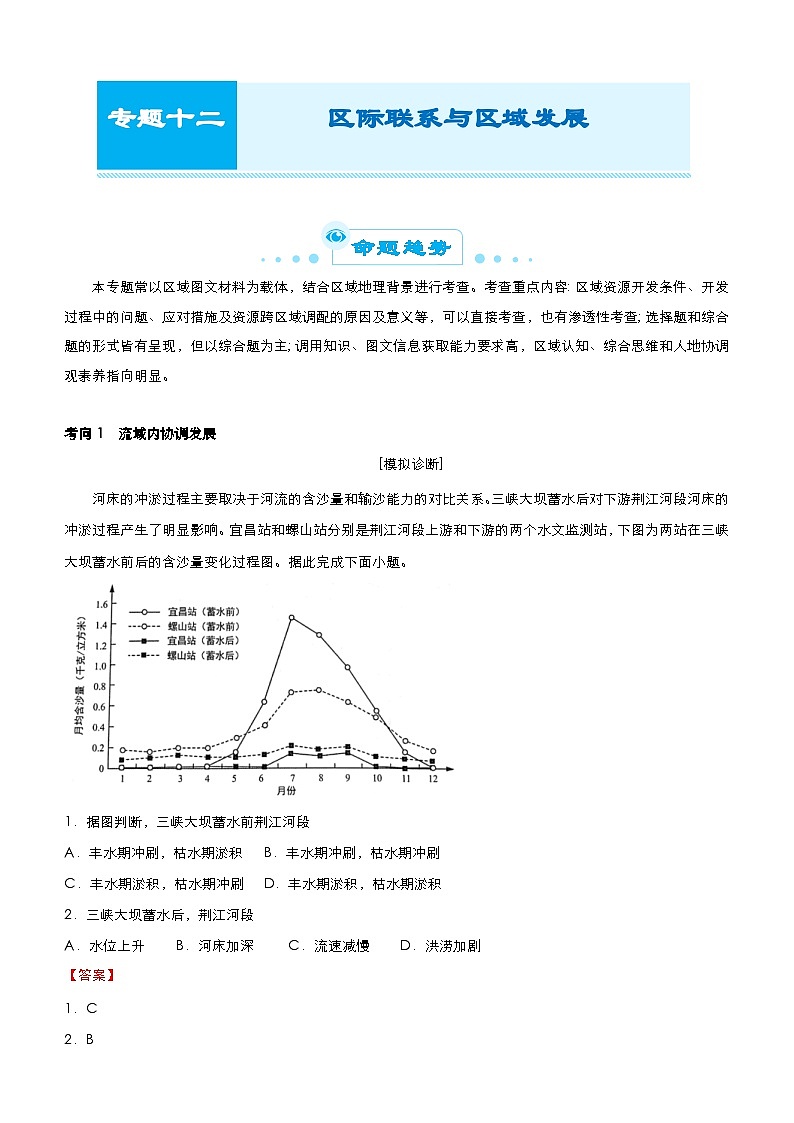 （新高考）高考地理二轮复习精品专题十二 区际联系与区域发展（含解析）第1页
