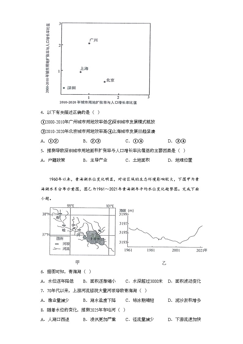 2023届江西省南昌市高考三模文综地理试题（无答案）02