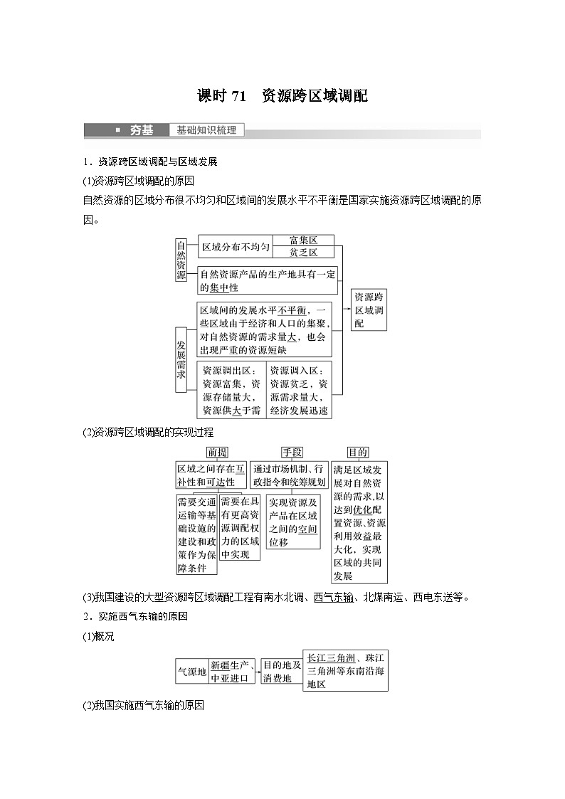 2023年高考地理一轮复习（新人教版） 第3部分 第4章 课时71　资源跨区域调配 (含详解)第1页