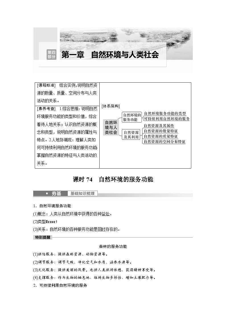 2023年高考地理一轮复习（新人教版） 第4部分 第1章 课时74　自然环境的服务功能 (含详解) 试卷01
