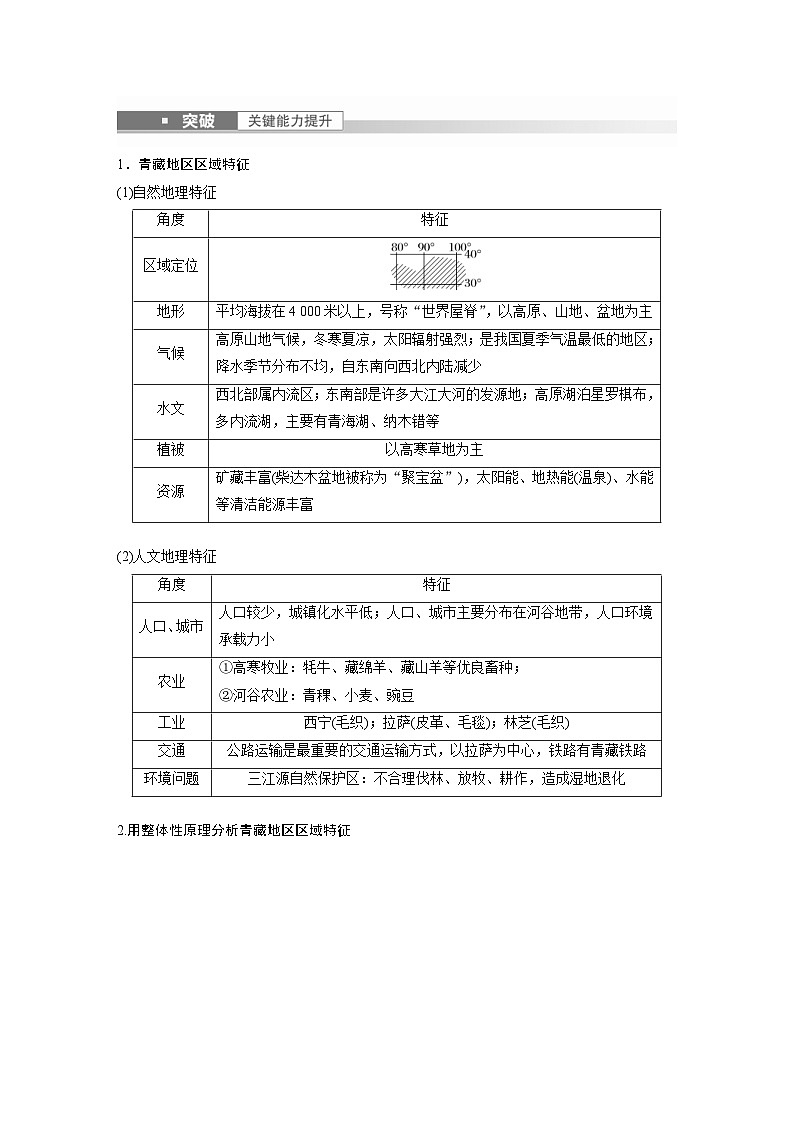 2023年高考地理一轮复习（新人教版） 第5部分 第2章 第2讲 课时96　青藏地区 (含详解) 试卷02