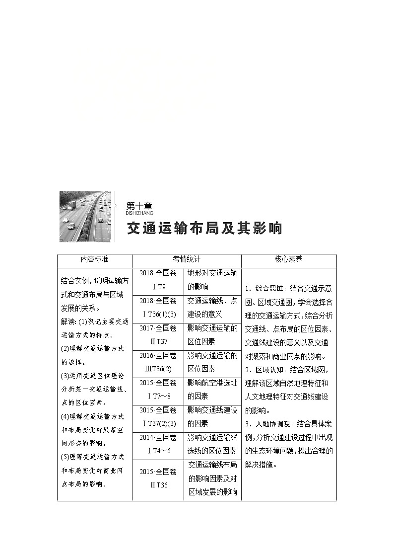 (新高考)高考地理一轮复习第10章 第1讲 交通运输方式和布局 教案 (含详解)01